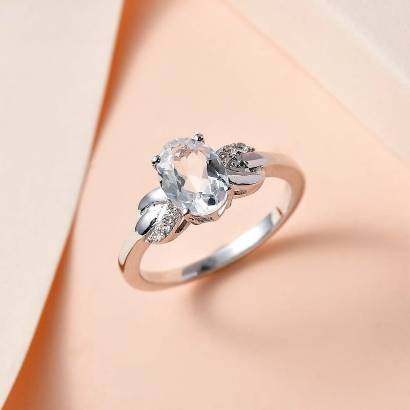 White Topaz and White Zircon Ring in Platinum Over Sterling Silver (Size 6.0) 1.50 ctw