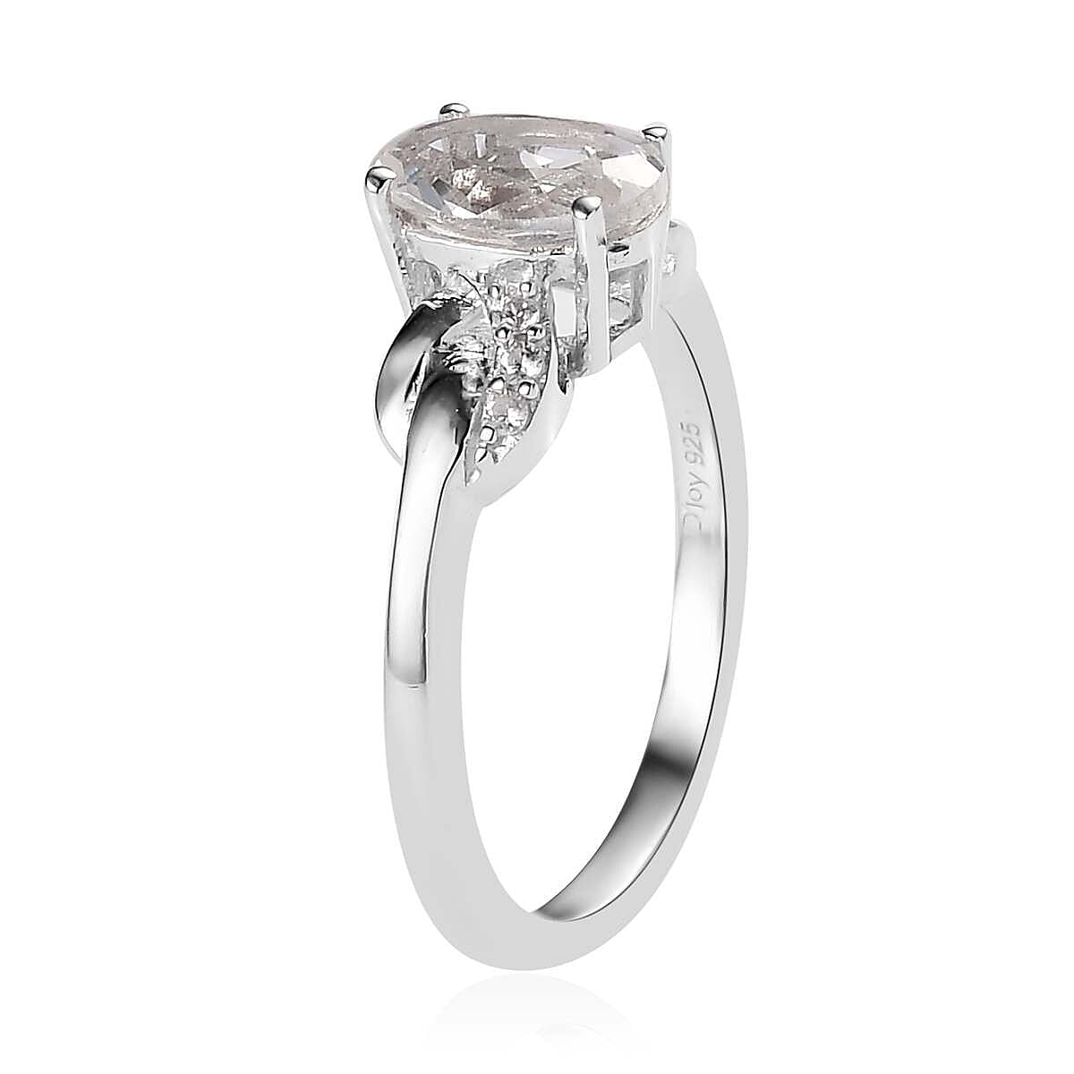 White Topaz and White Zircon Ring in Platinum Over Sterling Silver (Size 6.0) 1.50 ctw