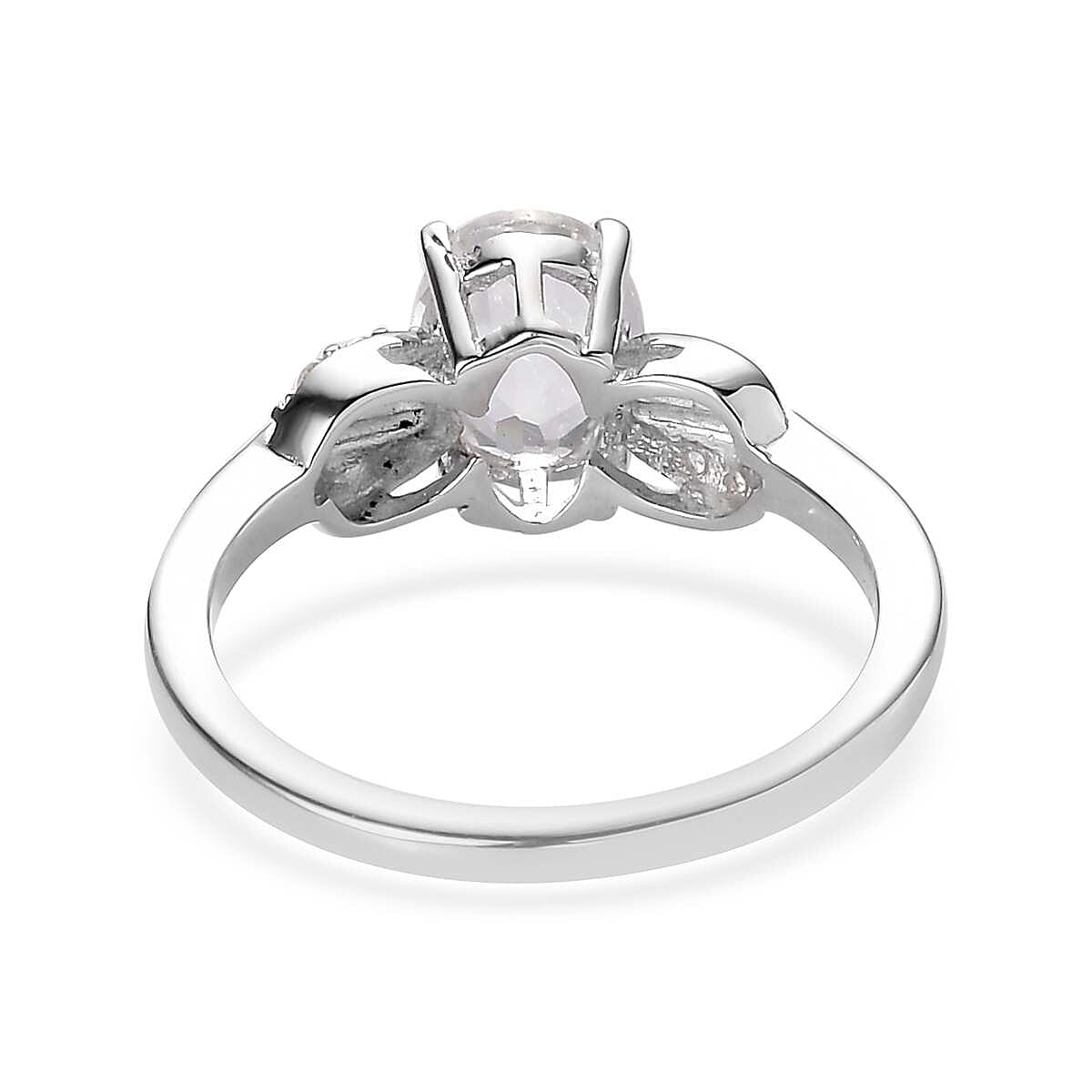 White Topaz and White Zircon Ring in Platinum Over Sterling Silver (Size 6.0) 1.50 ctw
