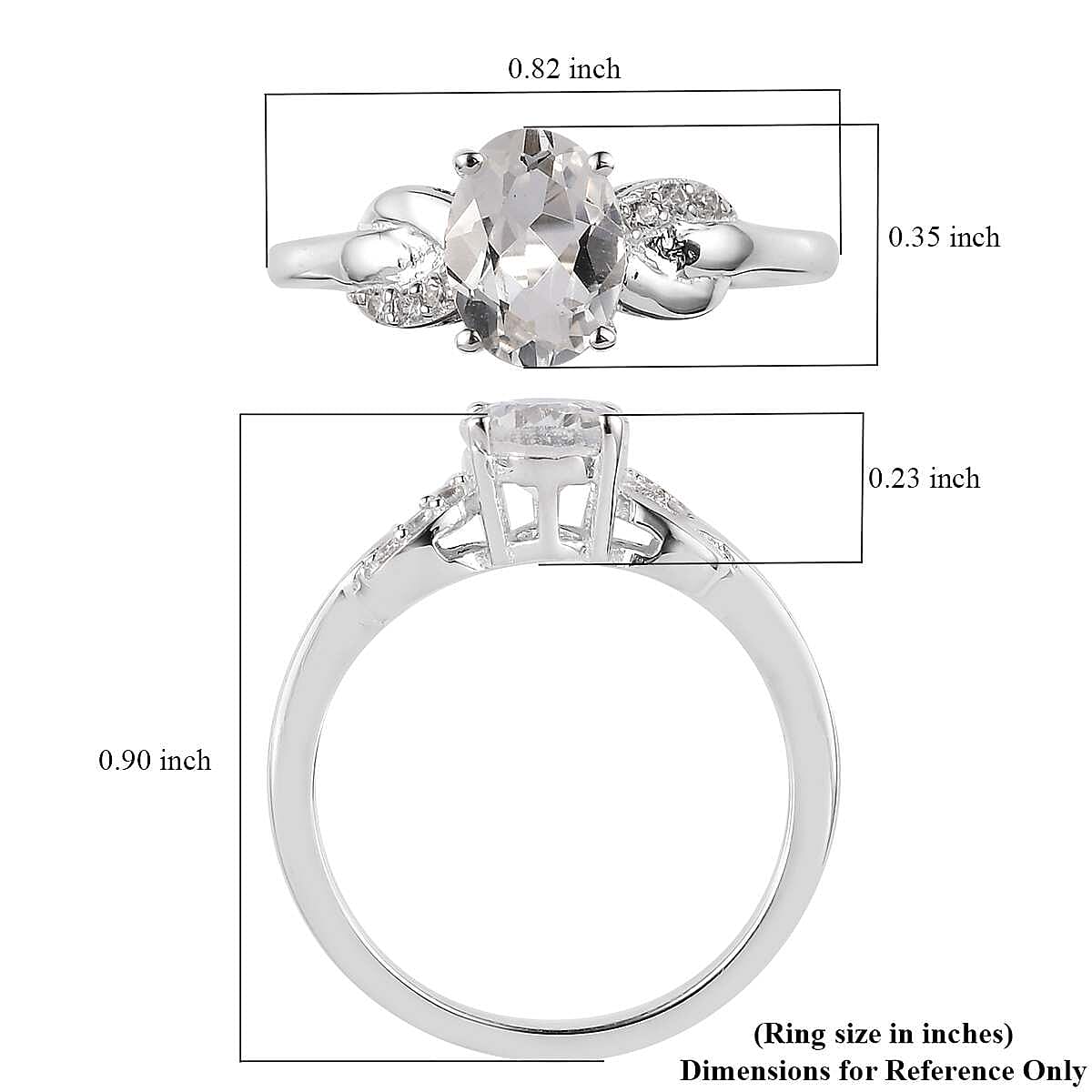 White Topaz and White Zircon Ring in Platinum Over Sterling Silver (Size 6.0) 1.50 ctw