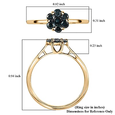 Luxoro 10K Yellow Gold Blue Diamond Floral Ring, Promise Rings (Size 10.0) 0.50 ctw