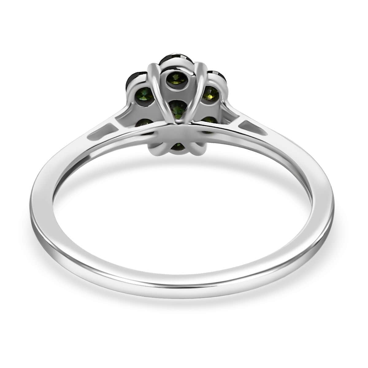 Luxoro 10K White Gold Green Diamond Floral Ring (Size 10.0) 0.50 ctw image number 4