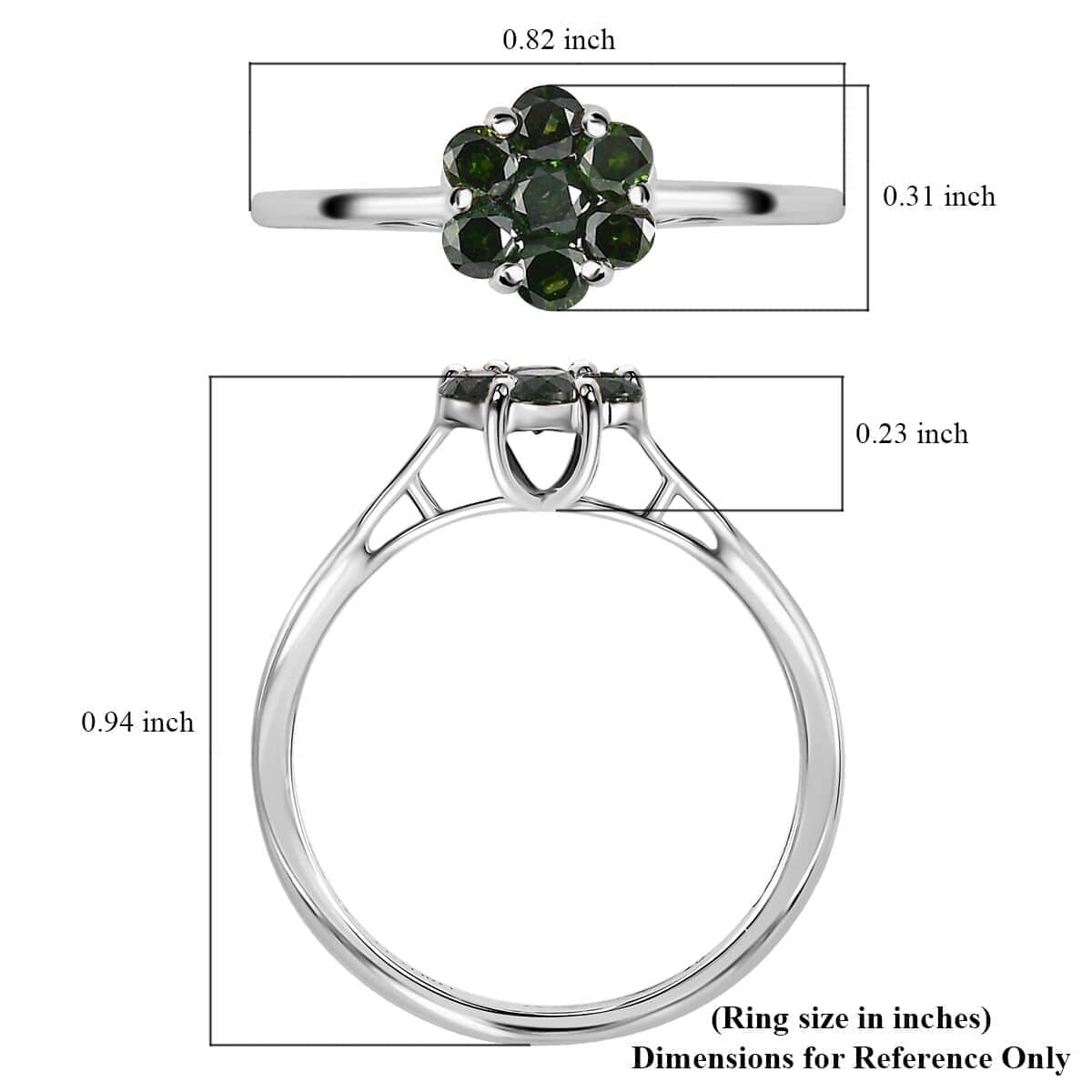 Luxoro 10K White Gold Green Diamond Floral Ring (Size 10.0) 0.50 ctw image number 5