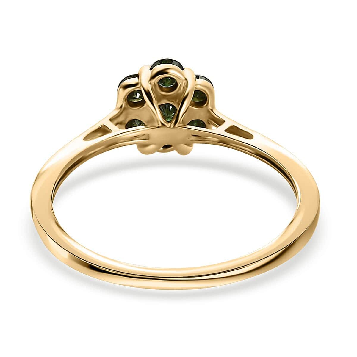 Luxoro 10K Yellow Gold Green Diamond Floral Ring, Promise Rings (Size 6.0) 0.50 ctw image number 4