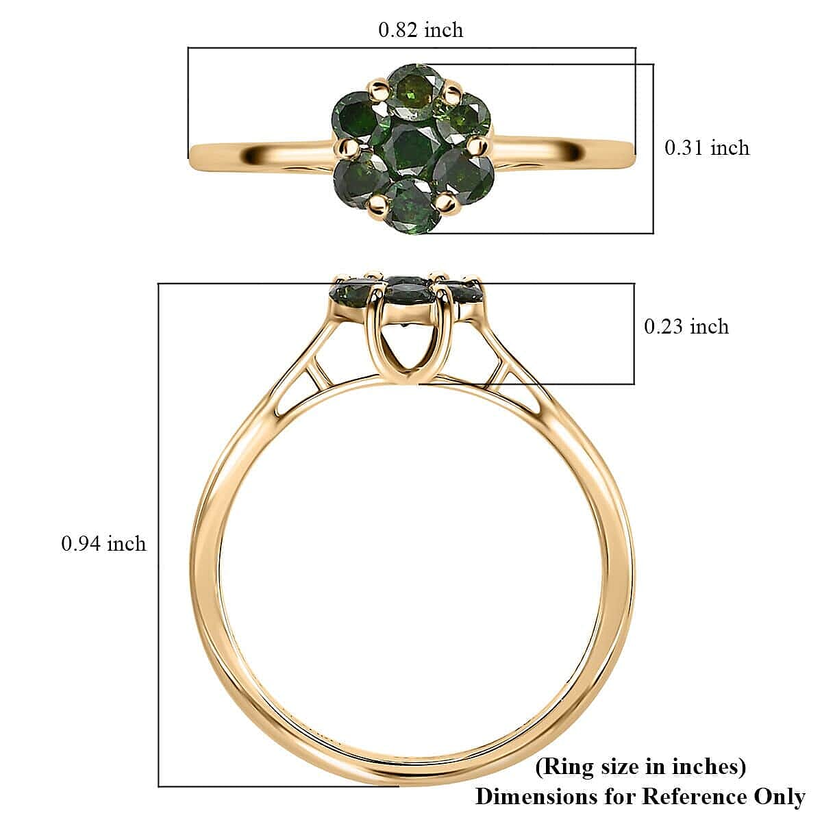 Luxoro 10K Yellow Gold Green Diamond Floral Ring, Promise Rings (Size 6.0) 0.50 ctw image number 5