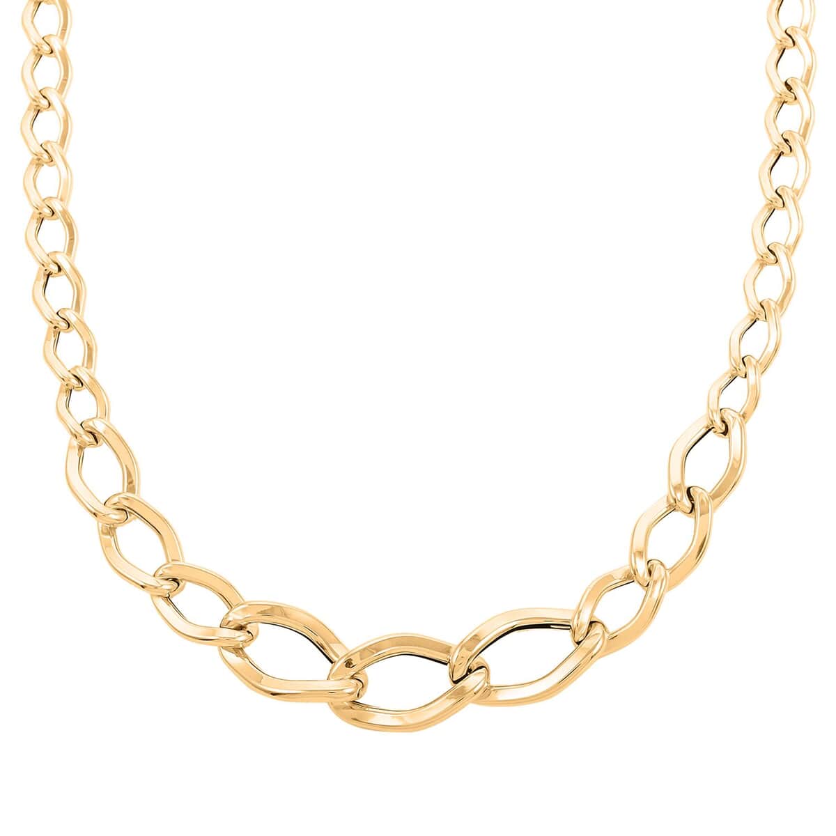 Italian 10K Yellow Gold 12.5mm Graduated Marquise Necklace 16-18 Inches 7.30 Grams image number 0