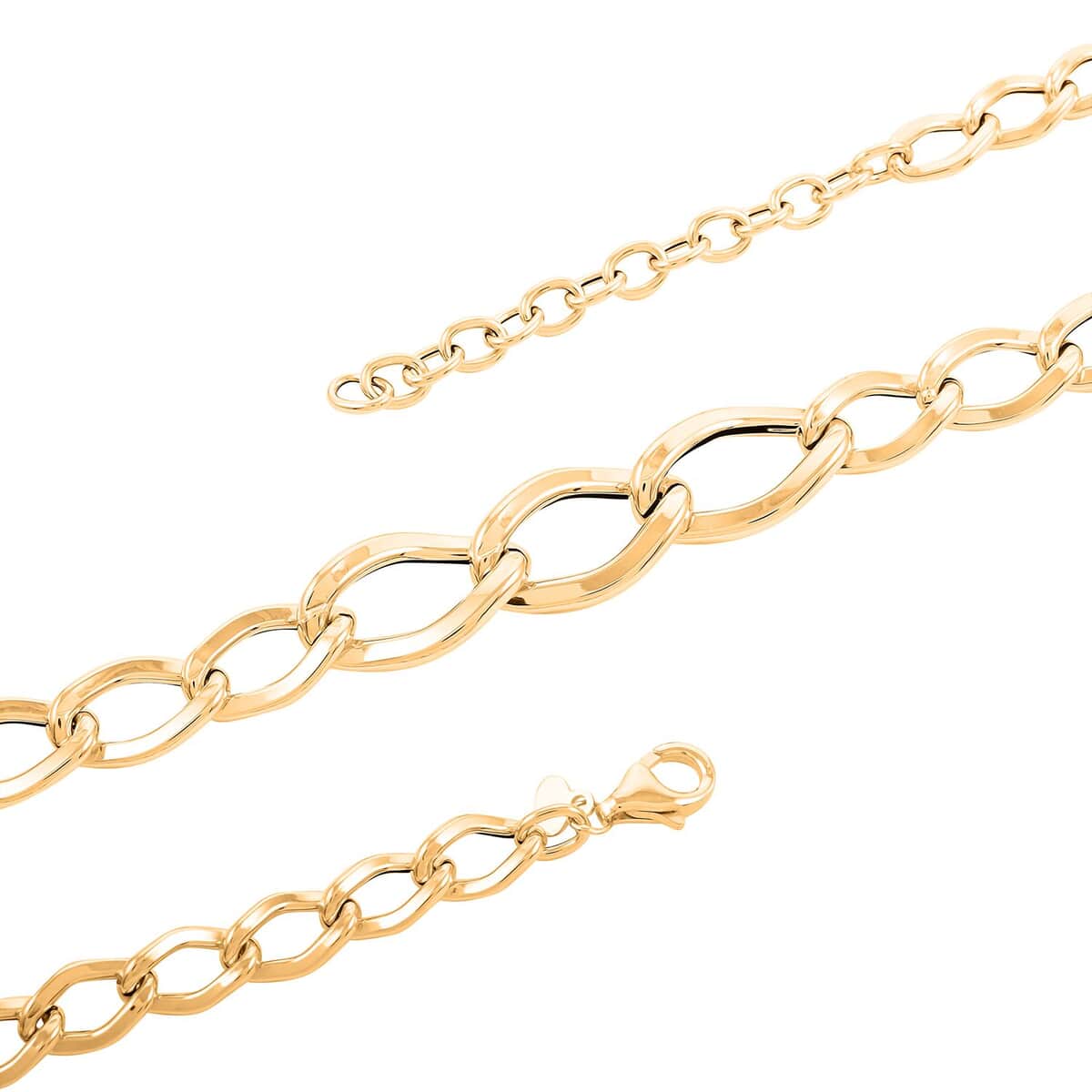 Italian 10K Yellow Gold 12.5mm Graduated Marquise Necklace 16-18 Inches 7.30 Grams image number 2