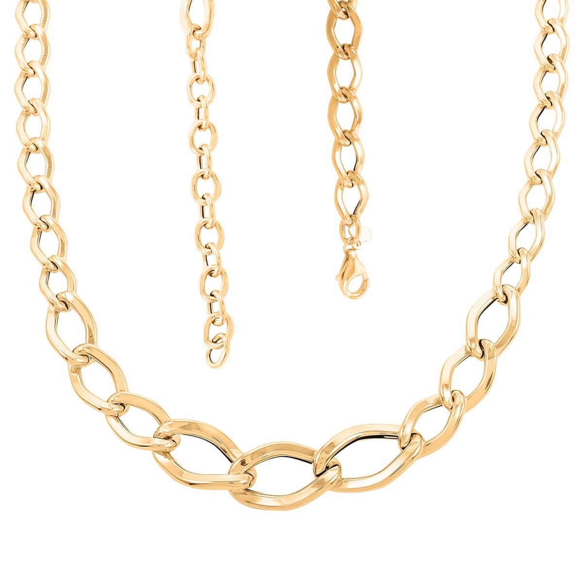 Italian 10K Yellow Gold 12.5mm Graduated Marquise Necklace 16-18 Inches 7.30 Grams image number 3