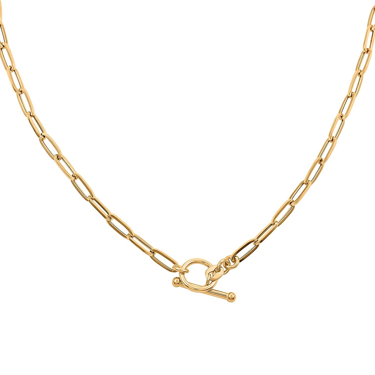 Italina 10K Yellow Gold T-bar Paper Clip Chain Necklace 18 Inches 3.45 Grams image number 2