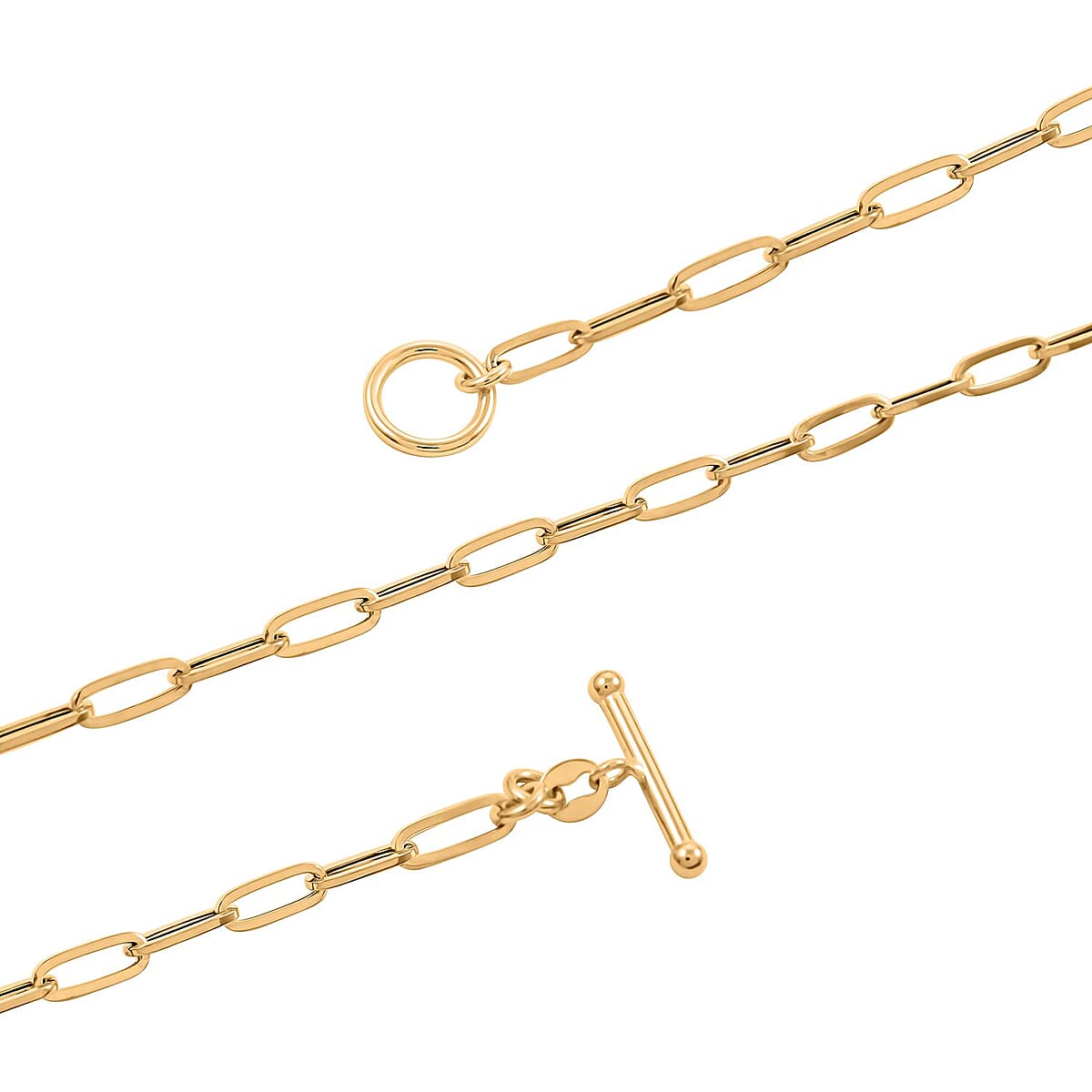 Italina 10K Yellow Gold T-bar Paper Clip Chain Necklace 18 Inches 3.45 Grams image number 3
