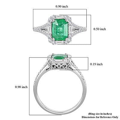Modani Zambian Emerald and G-H I2 Diamond 1.75 ctw Split Shank Ring in 14K White Gold (Size  10.0)