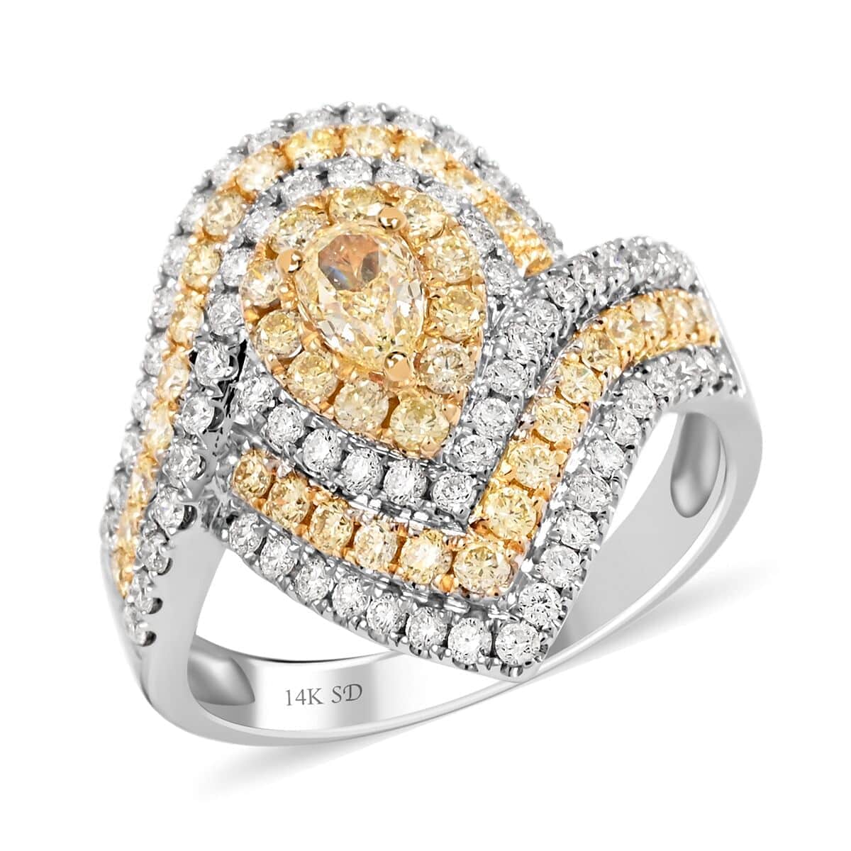 Modani 14K White Gold SI Natural Yellow Diamond and White Diamond Ring 4.50 Grams 1.50 ctw (Del. in 10-12 Days) image number 0