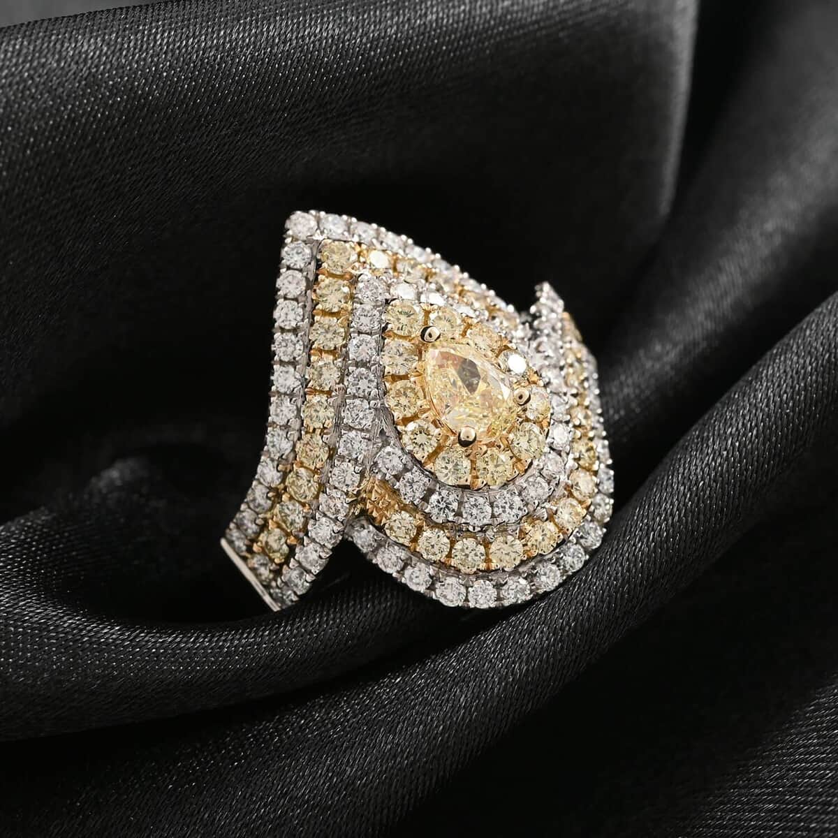 Modani 14K White Gold SI Natural Yellow Diamond and White Diamond Ring 4.50 Grams 1.50 ctw (Del. in 10-12 Days) image number 1