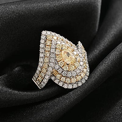 Ankur Treasure Chest Modani 14K White Gold VS Natural Yellow and White Diamond Ring (Size 10.0) 4.50 Grams 1.50 ctw