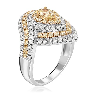 Ankur Treasure Chest Modani 14K White Gold VS Natural Yellow and White Diamond Ring (Size 10.0) 4.50 Grams 1.50 ctw