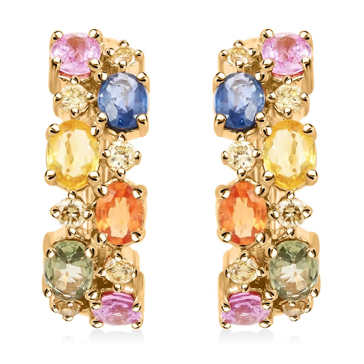 Ankur Treasure Chest Modani 14K Yellow Gold Multi Sapphire and SI Natural Yellow Diamond Earrings 2.00 ctw image number 0