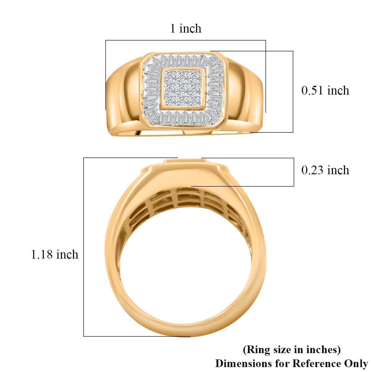 14K Yellow Gold SI Diamond Ring (Size 10.0) 9.6 Grams 1.00 ctw image number 4