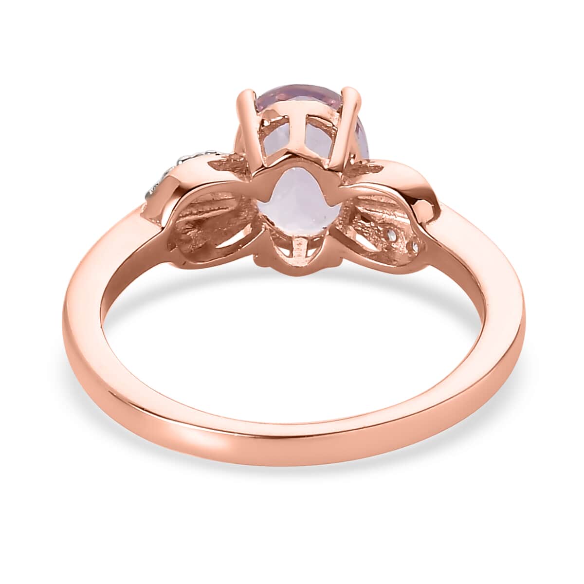 Amethyst and White Zircon Ring in Vermeil Rose Gold Over Sterling Silver (Size 6.0) 1.25 ctw image number 4