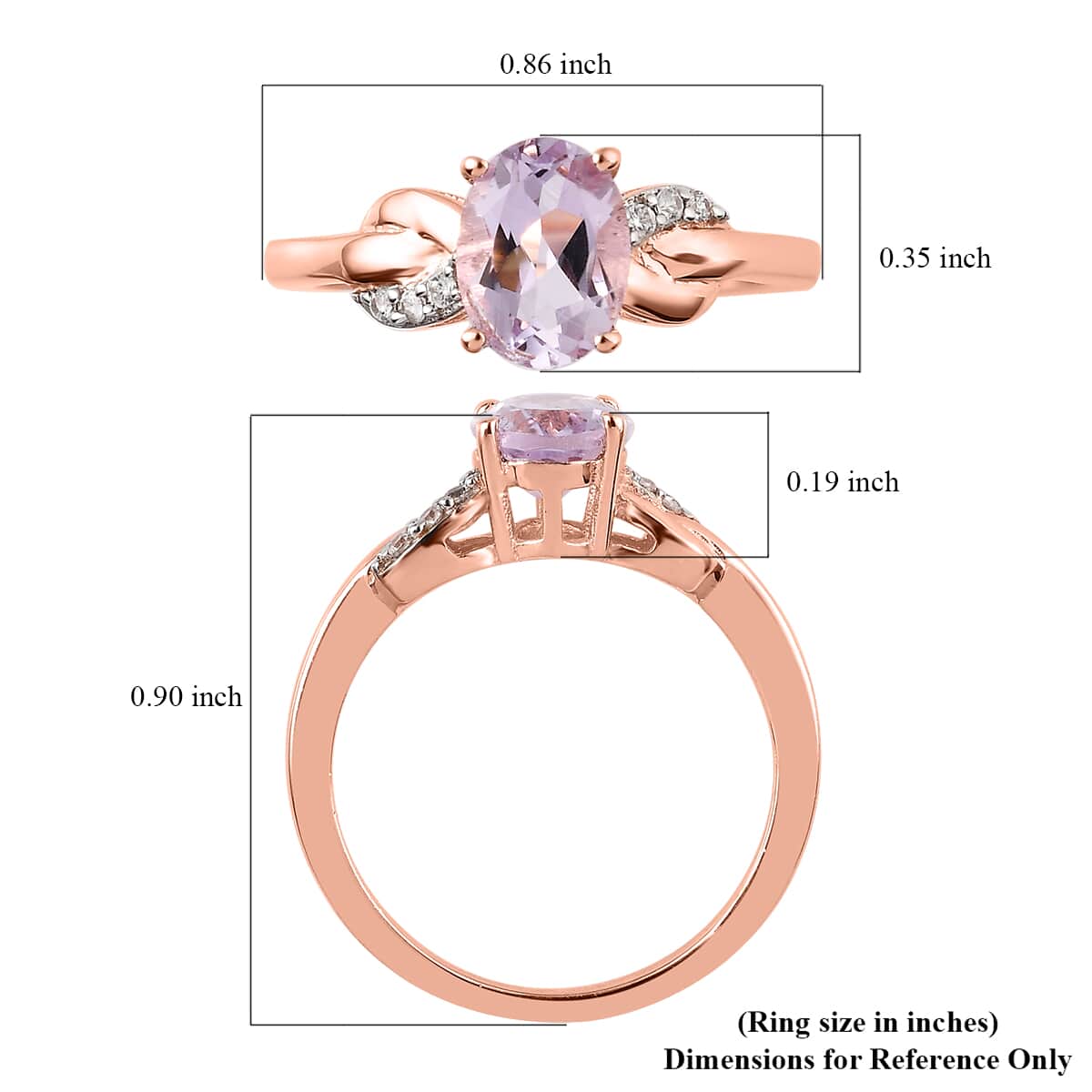 Amethyst and White Zircon Ring in Vermeil Rose Gold Over Sterling Silver (Size 6.0) 1.25 ctw image number 5