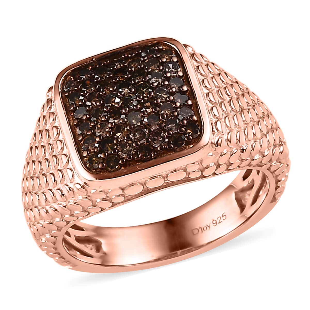 Natural Champagne Diamond Men's Ring in Vermeil Rose Gold Over Sterling Silver 1.00 ctw image number 0