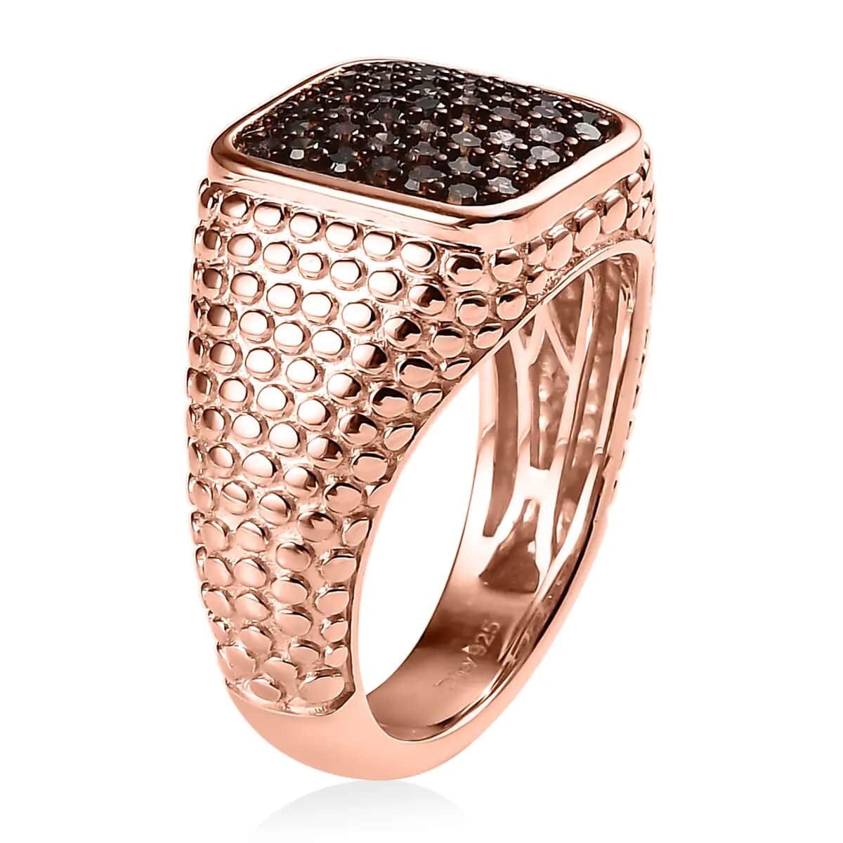 Natural Champagne Diamond Men's Ring in Vermeil Rose Gold Over Sterling Silver 1.00 ctw image number 4