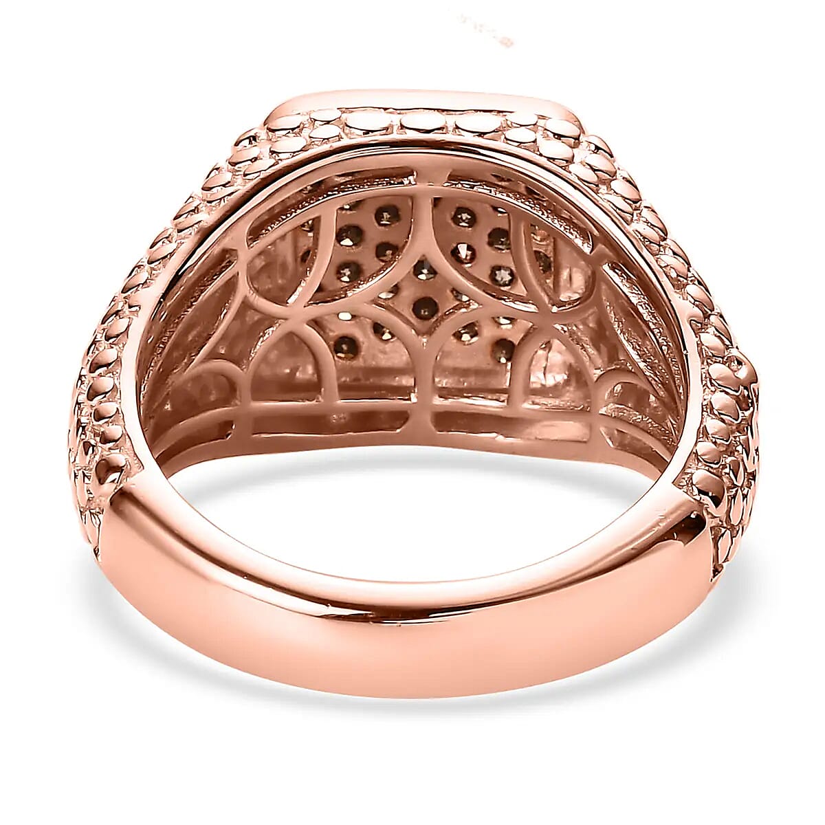 Natural Champagne Diamond Men's Ring in Vermeil Rose Gold Over Sterling Silver (Size 10.0) 1.00 ctw