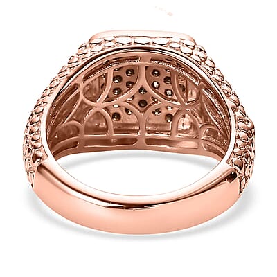 Natural Champagne Diamond Men's Ring in Vermeil Rose Gold Over Sterling Silver (Size 10.0) 1.00 ctw