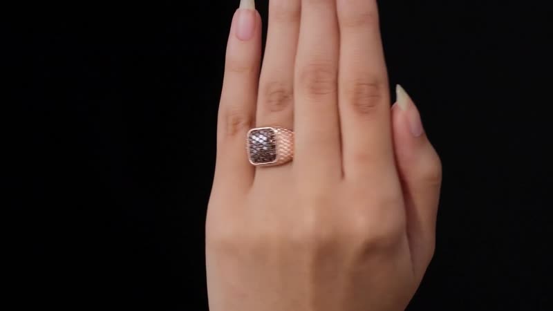Natural Champagne Diamond Men's Ring in Vermeil Rose Gold Over Sterling Silver 1.00 ctw