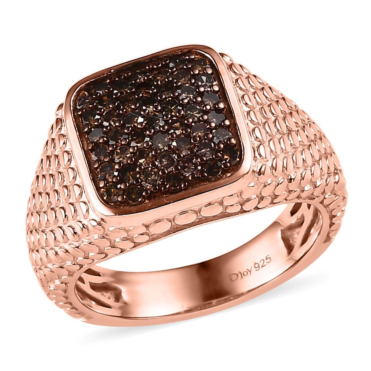 Natural Champagne Diamond Men's Ring in Vermeil Rose Gold Over Sterling Silver (Size 13.0) 1.00 ctw image number 0