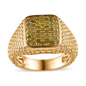 D'Joy Yellow Diamond 1.00 ctw Men's Ring in Vermeil Yellow Gold Over Sterling Silver (Size 12.0)