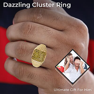D'Joy Yellow Diamond 1.00 ctw Men's Ring in Vermeil Yellow Gold Over Sterling Silver (Size 12.0)