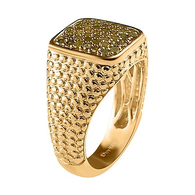 D'Joy Yellow Diamond 1.00 ctw Men's Ring in Vermeil Yellow Gold Over Sterling Silver (Size 12.0)