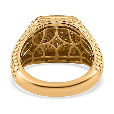 D'Joy Yellow Diamond 1.00 ctw Men's Ring in Vermeil Yellow Gold Over Sterling Silver (Size 12.0)