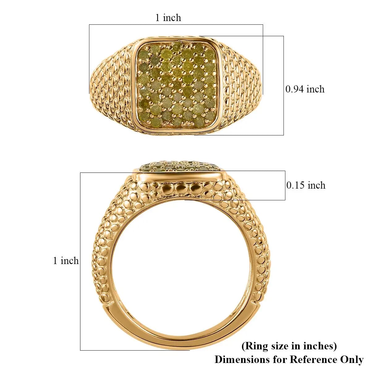 D'Joy Yellow Diamond 1.00 ctw Men's Ring in Vermeil Yellow Gold Over Sterling Silver (Size 12.0) image number 6
