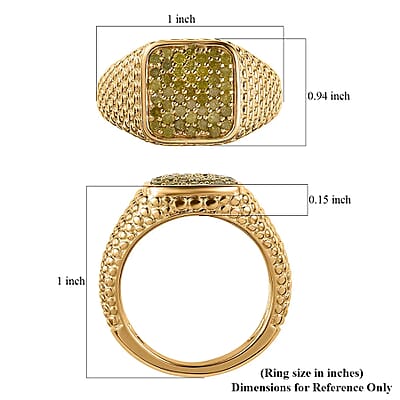 D'Joy Yellow Diamond 1.00 ctw Men's Ring in Vermeil Yellow Gold Over Sterling Silver (Size 12.0)