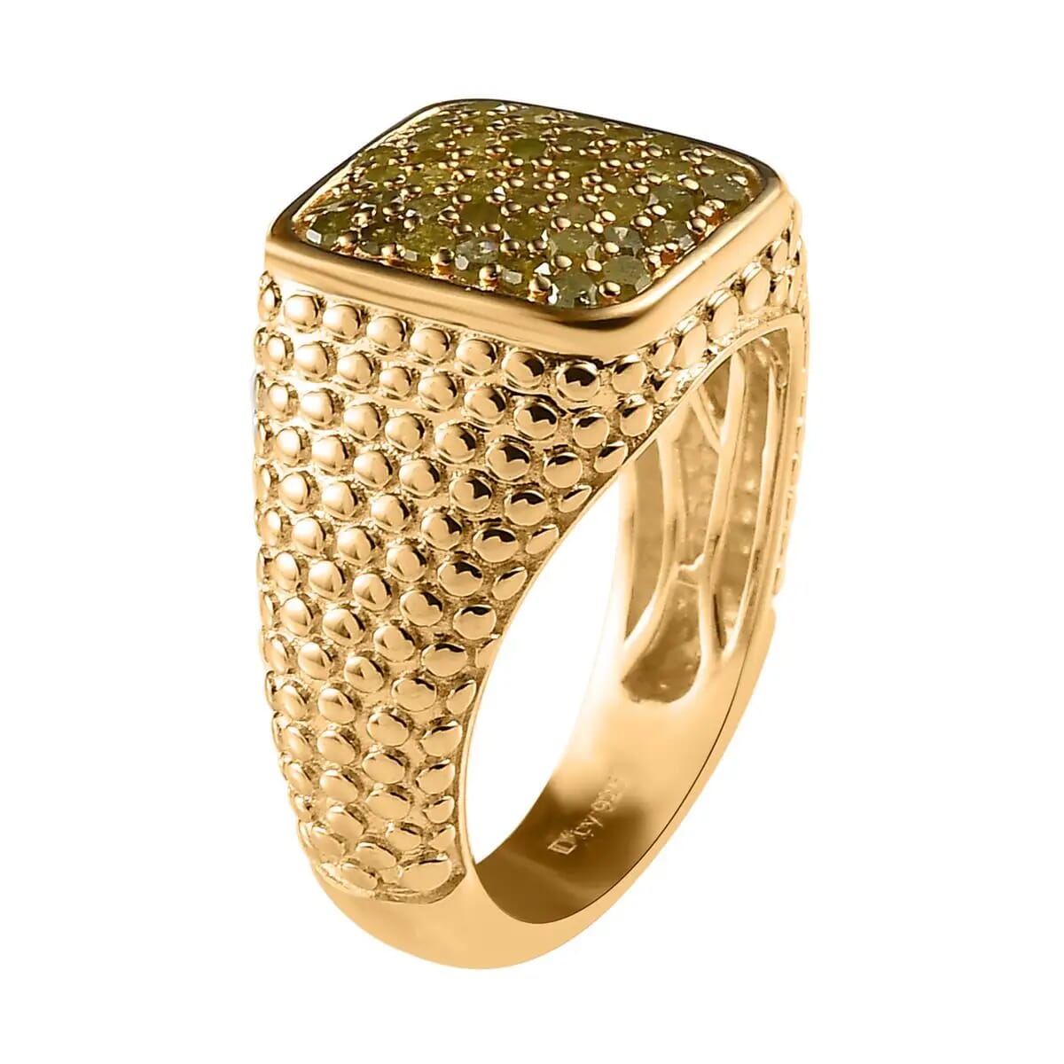 D'Joy Yellow Diamond 1.00 ctw Men's Ring in Vermeil Yellow Gold Over Sterling Silver (Size 13.0) image number 4
