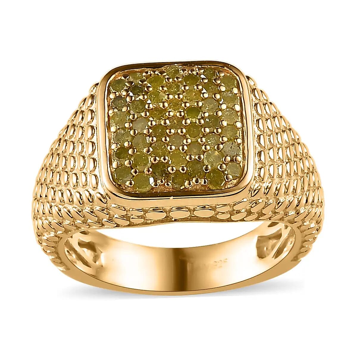 D'Joy Yellow Diamond 1.00 ctw Men's Ring in Vermeil Yellow Gold Over Sterling Silver (Size 14.0) image number 0