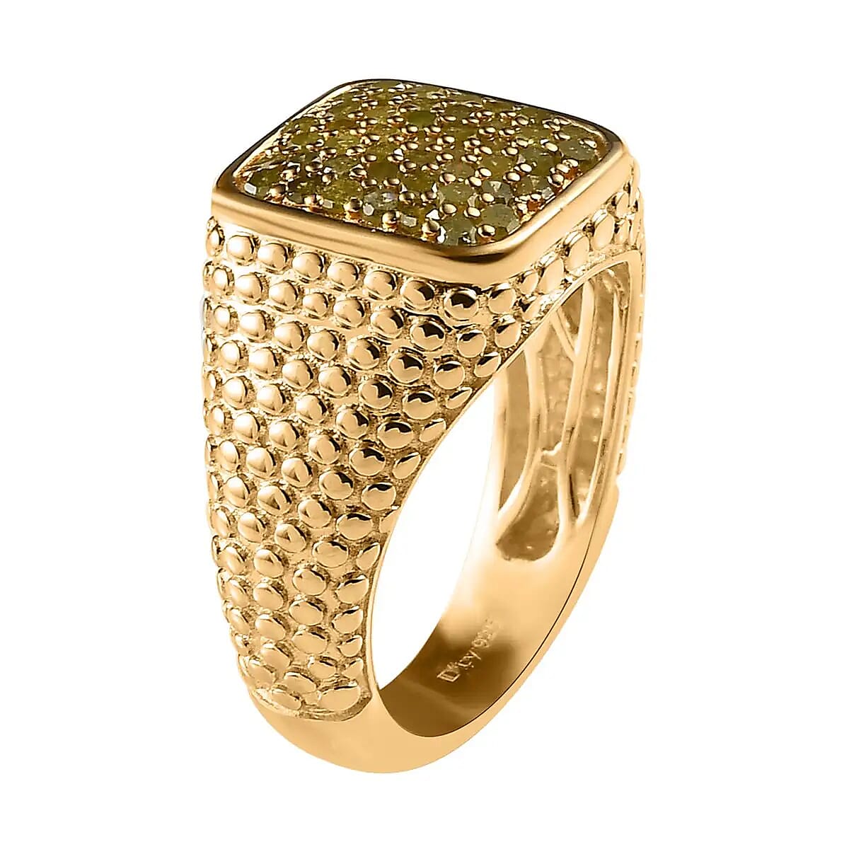 D'Joy Yellow Diamond 1.00 ctw Men's Ring in Vermeil Yellow Gold Over Sterling Silver (Size 14.0) image number 4