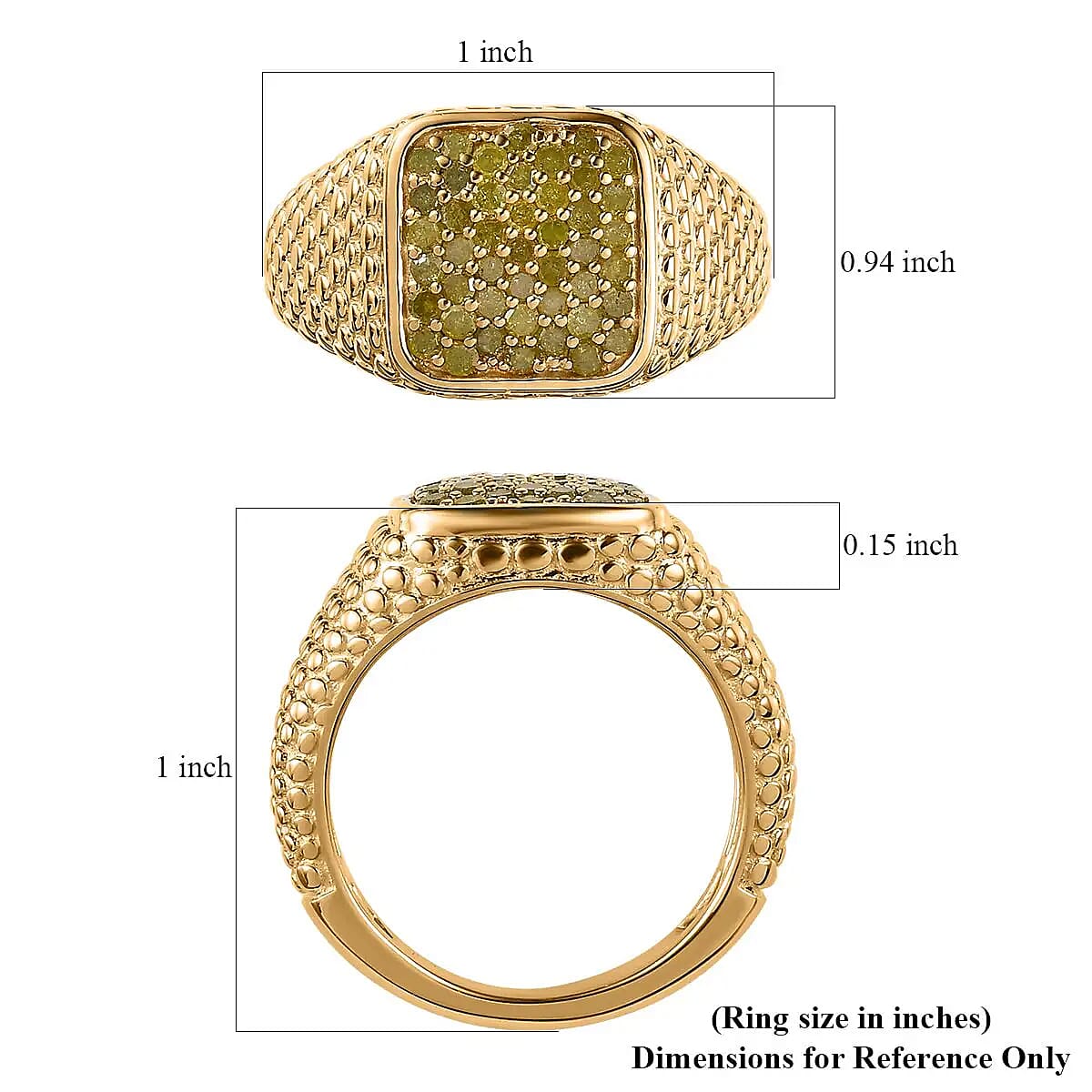 D'Joy Yellow Diamond 1.00 ctw Men's Ring in Vermeil Yellow Gold Over Sterling Silver (Size 14.0) image number 6