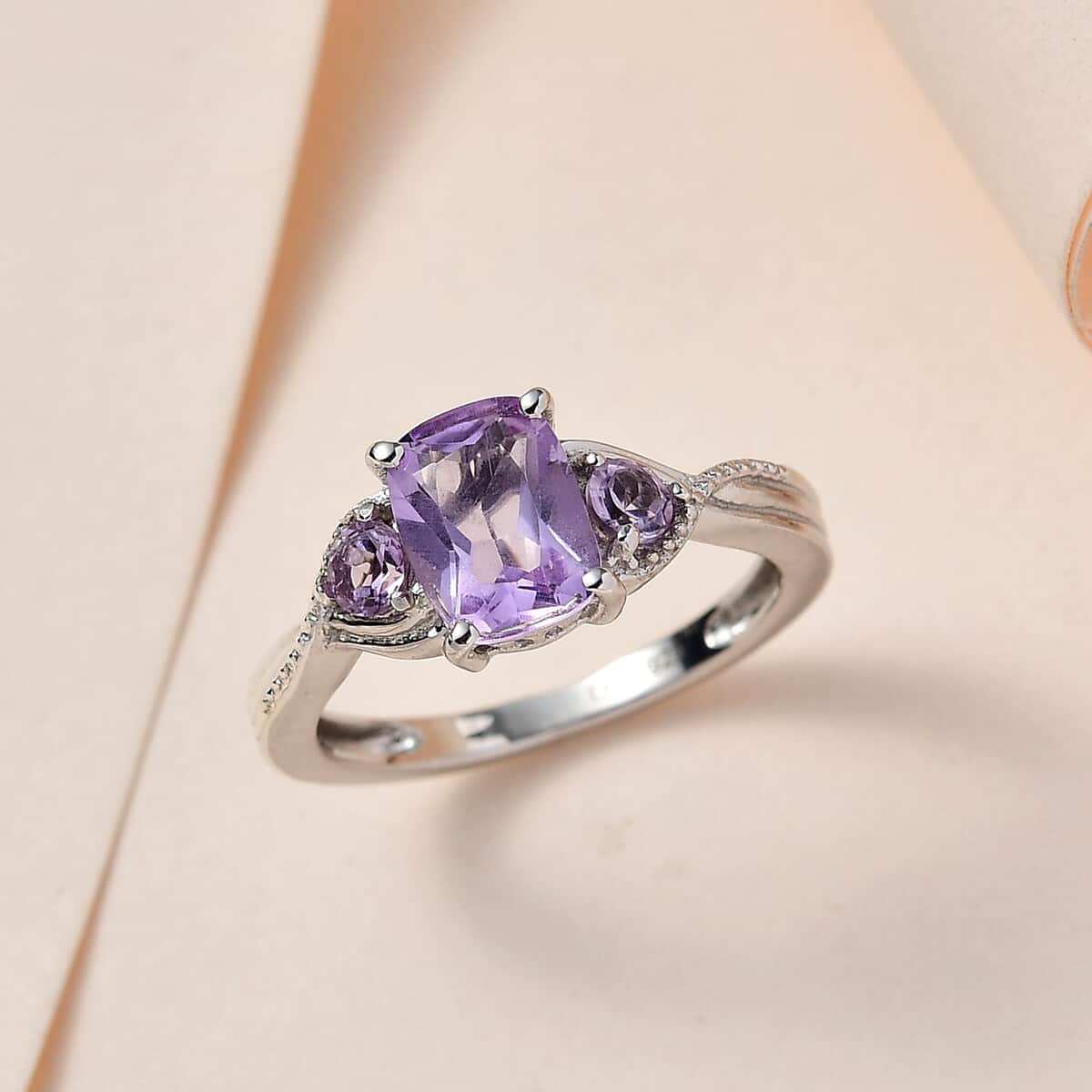 Rose De France Amethyst Ring in Platinum Over Sterling Silver 1.50 ctw image number 1