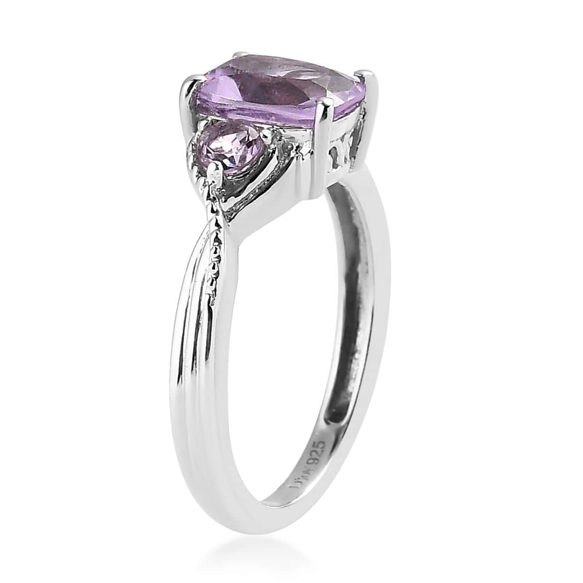 Rose De France Amethyst Ring in Platinum Over Sterling Silver 1.50 ctw image number 3