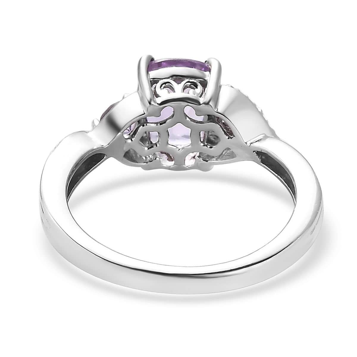 Rose De France Amethyst Ring in Platinum Over Sterling Silver 1.50 ctw image number 4