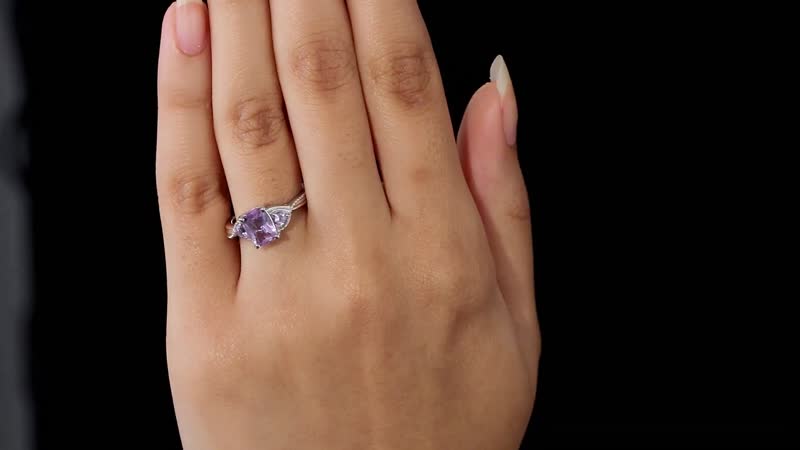 Rose De France Amethyst Ring in Platinum Over Sterling Silver 1.50 ctw