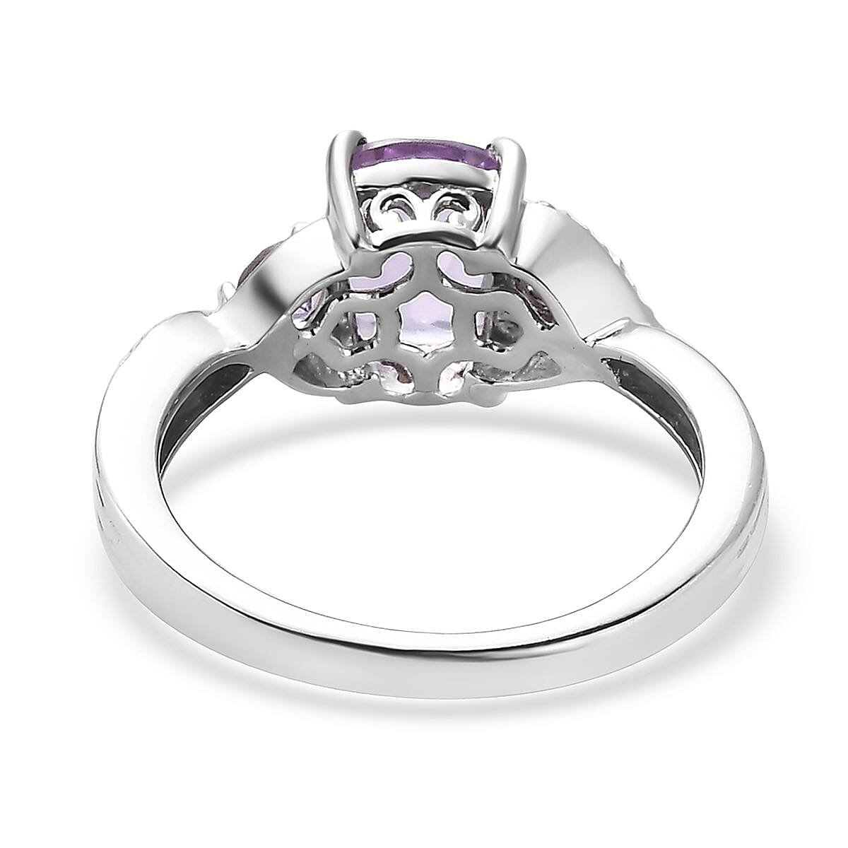 Rose De France Amethyst Ring in Platinum Over Sterling Silver (Size 9) 1.50 ctw image number 4
