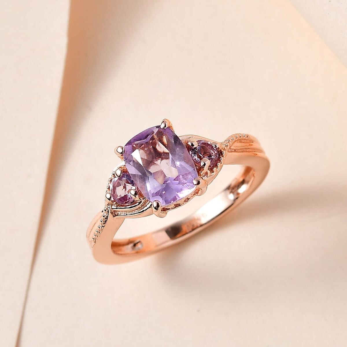 Rose De France Amethyst Ring in Vermeil Rose Gold Over Sterling Silver 1.50 ctw image number 1
