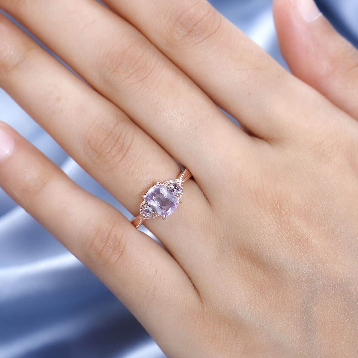 Rose De France Amethyst Ring in Vermeil Rose Gold Over Sterling Silver 1.50 ctw image number 2