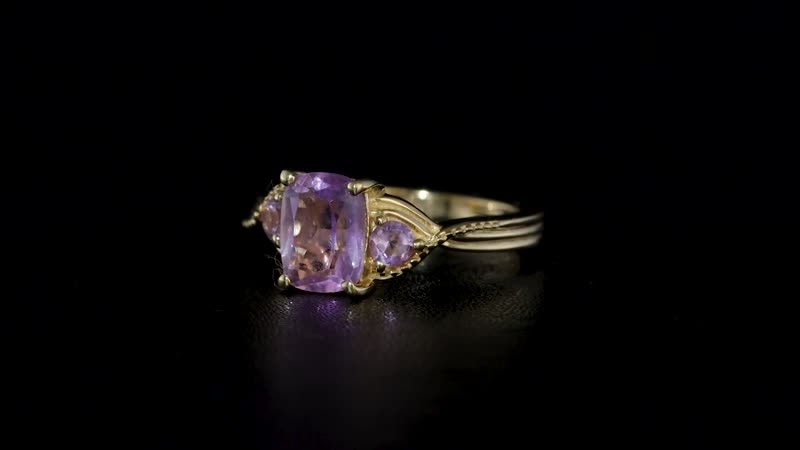 Rose De France Amethyst 3 Stone Ring in Vermeil Yellow Gold Over Sterling Silver (Size 6.0) 1.50 ctw