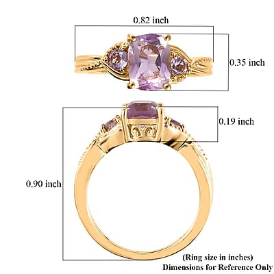Rose De France Amethyst 3 Stone Ring in Vermeil Yellow Gold Over Sterling Silver (Size 6.0) 1.50 ctw