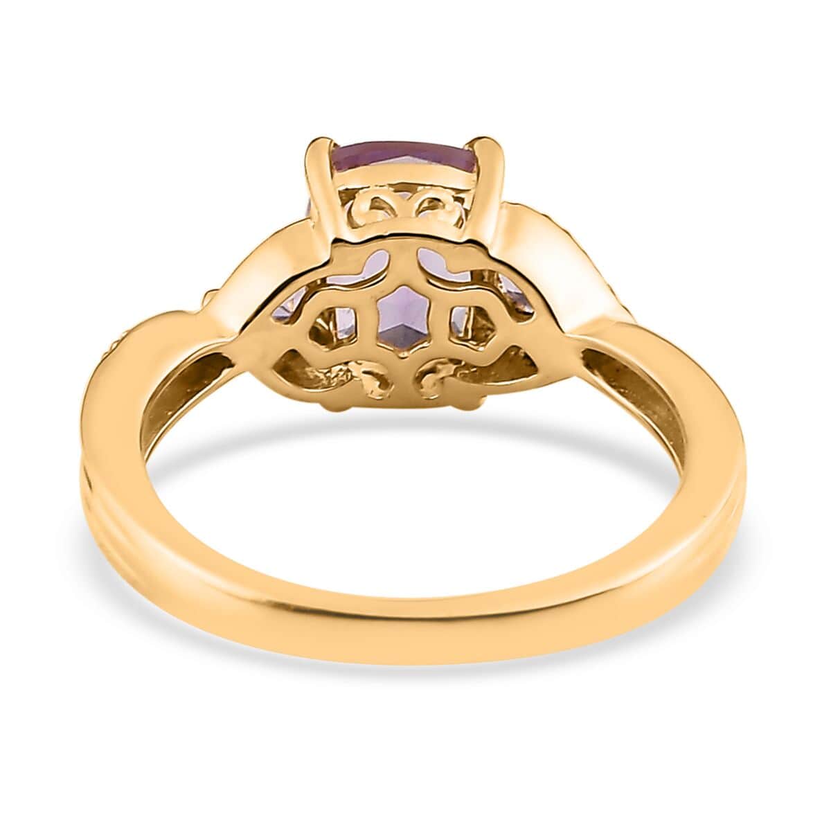 Rose De France Amethyst 3 Stone Ring in Vermeil Yellow Gold Over Sterling Silver (Size 7.0) 1.50 ctw image number 4