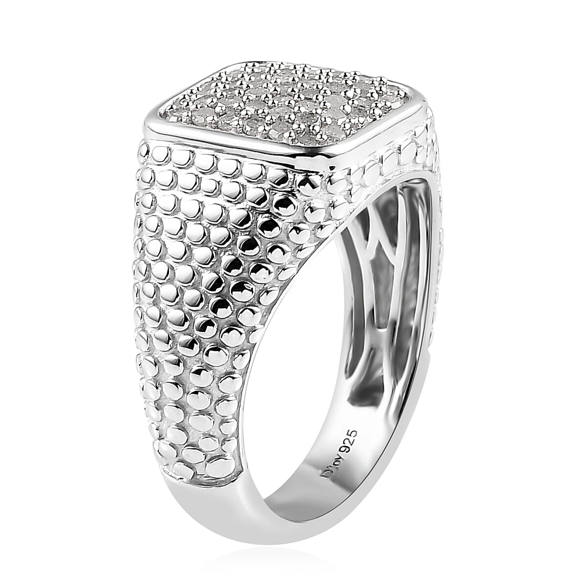 White Diamond Men's Ring in Platinum Over Sterling Silver (Size 12.0) 1.00 ctw image number 3